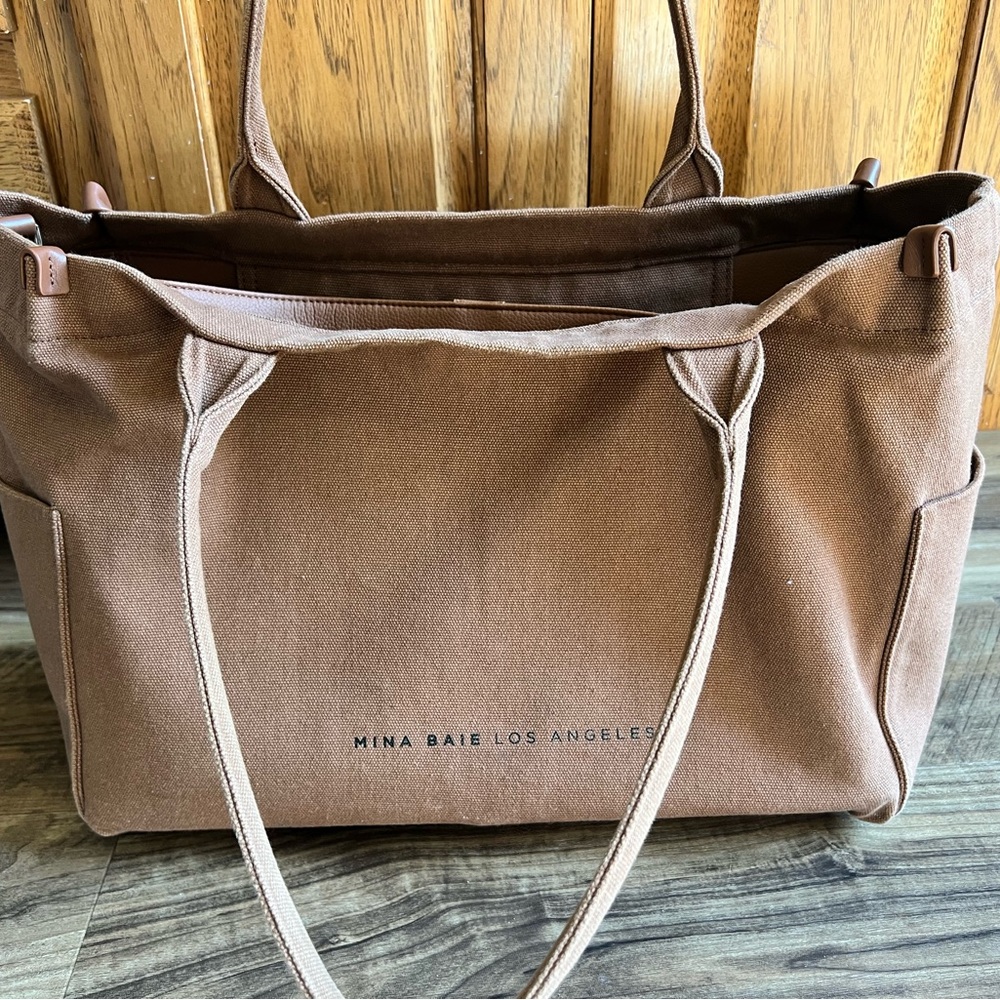 Mina Baie Brown Jude Midi Tote Bag with Insert
